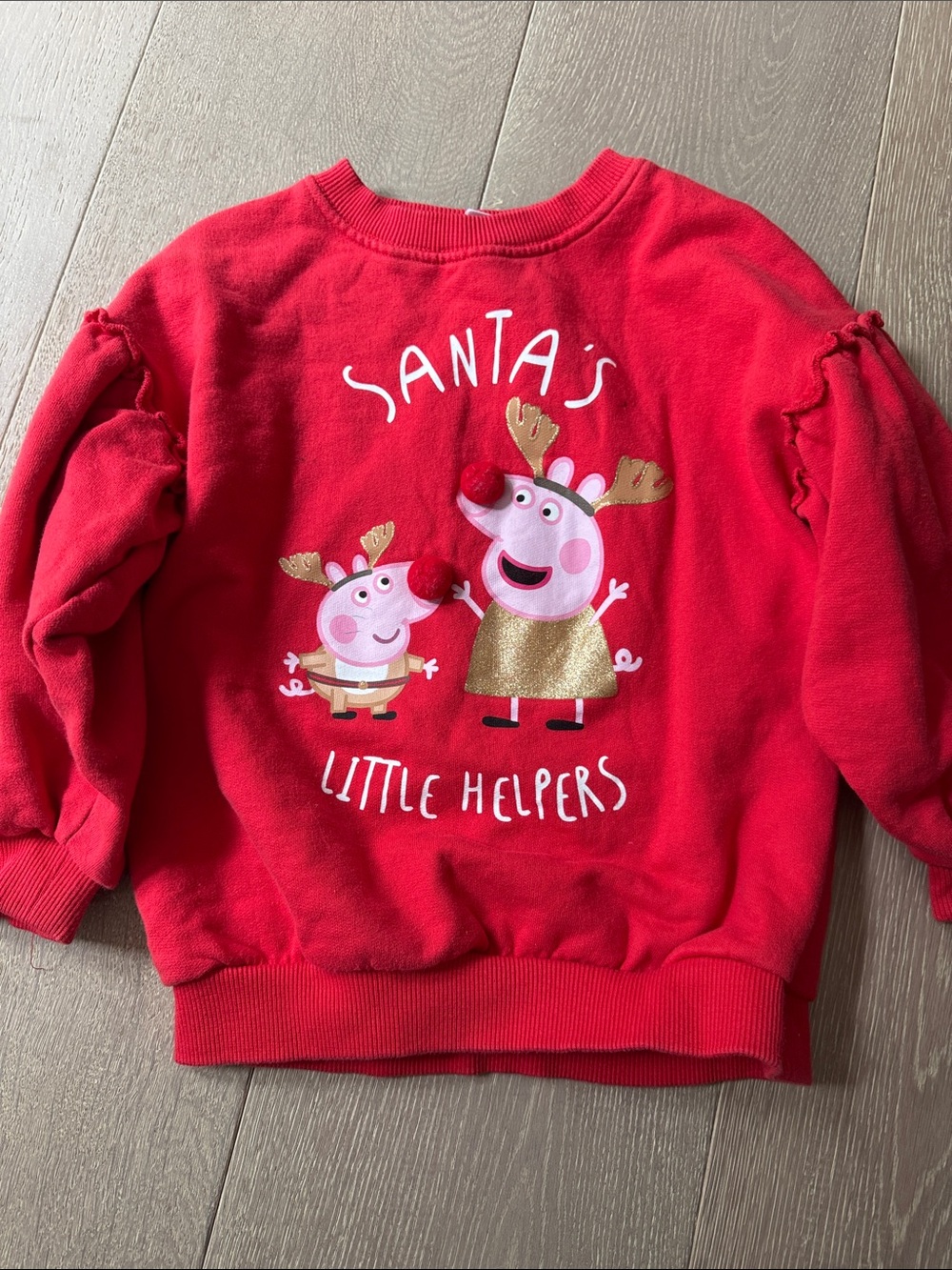 Peppa Pig Red Holiday Sweatshirt with Pink Character Print